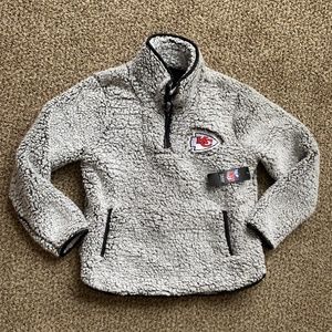 Women's Gray Kansas City Chiefs Sherpa Quarter-Zip Pullover Jacket